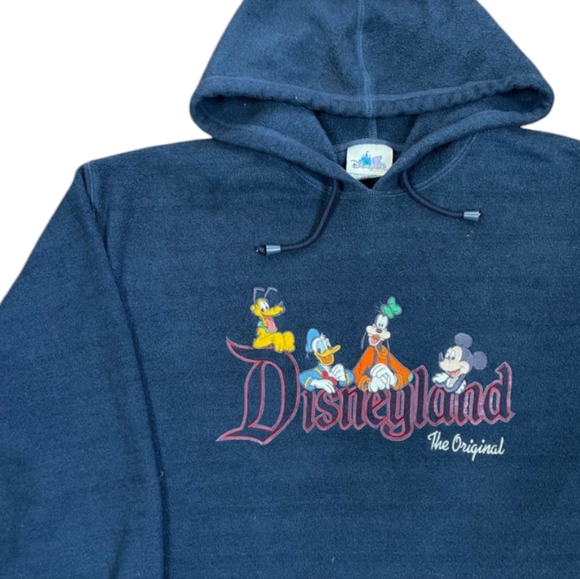 Disney Disneyland Resort Fleece Navy Draw String Waist Hoodie Sweater Mickey - Picture 2 of 7